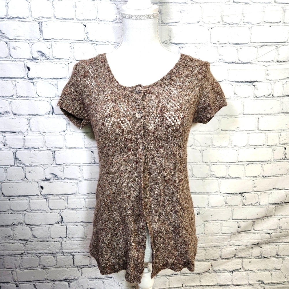 Maurices Women's Brown Knit Button Cardigan Down Sweater Top Size Medium